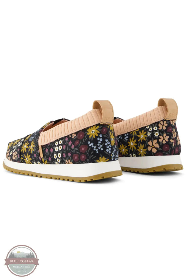 Toms Americas 10021227 Alpargata Black Wildflowers Canvas Resident Kids Sneaker, rear