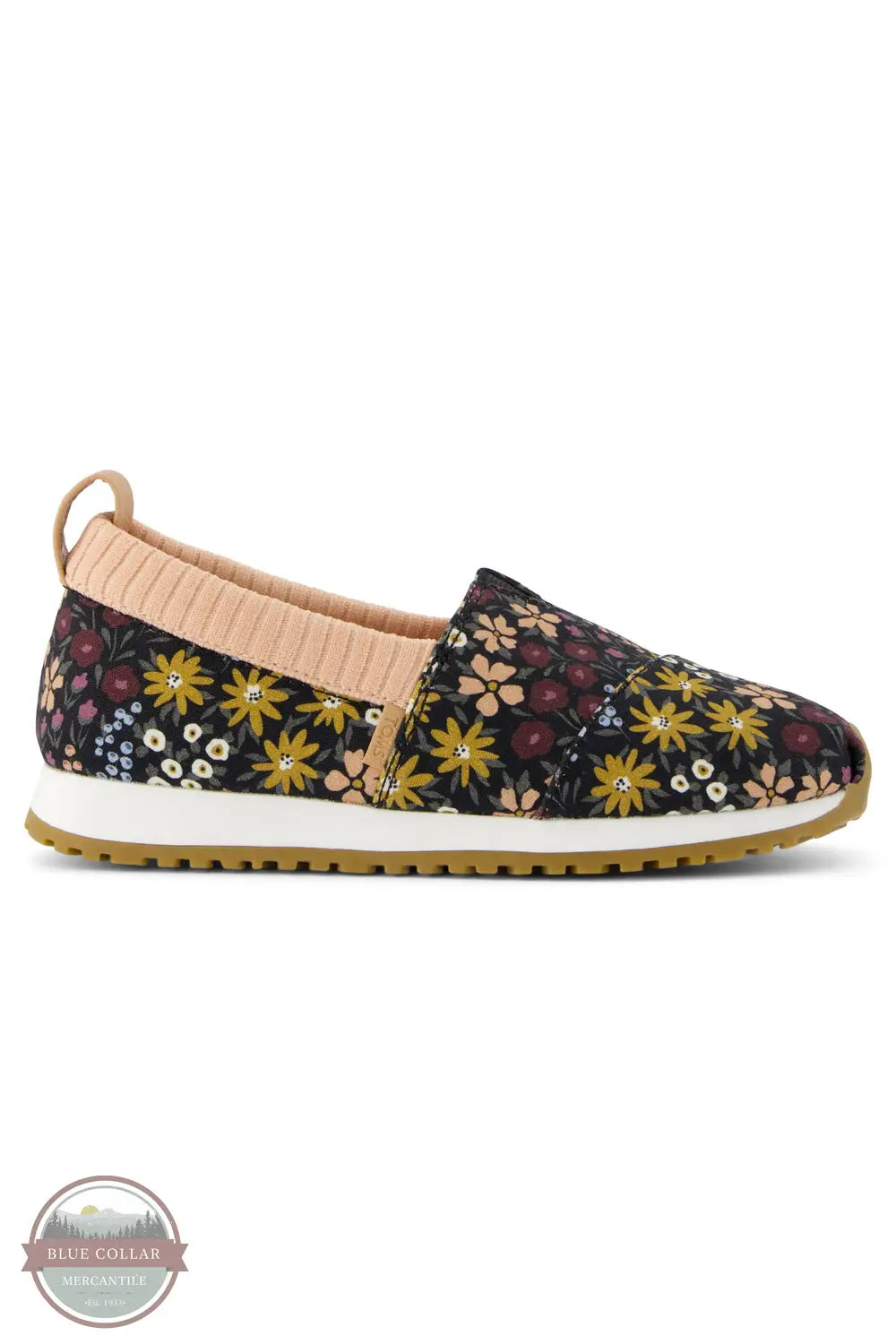 Toms Americas 10021227 Alpargata Black Wildflowers Canvas Resident Kids Sneaker, side