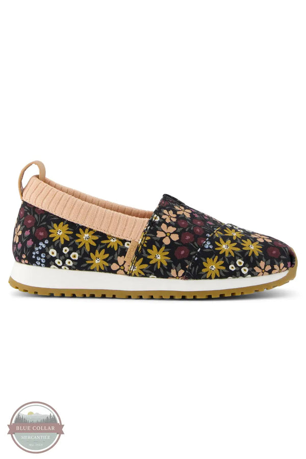 Toms Americas 10021227 Alpargata Black Wildflowers Canvas Resident Kids Sneaker, side