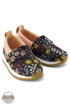 Toms Americas 10021228 Alpargata Black Wildflowers Canvas Resident Toddler Sneaker, front