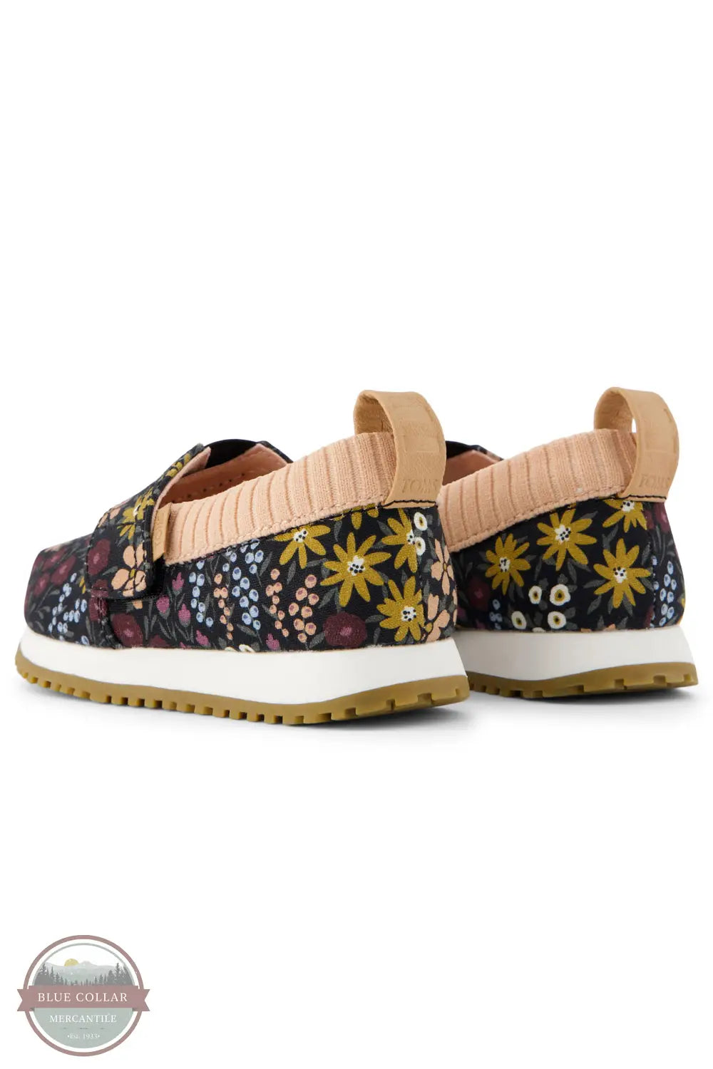 Toms Americas 10021228 Alpargata Black Wildflowers Canvas Resident Toddler Sneaker, rear