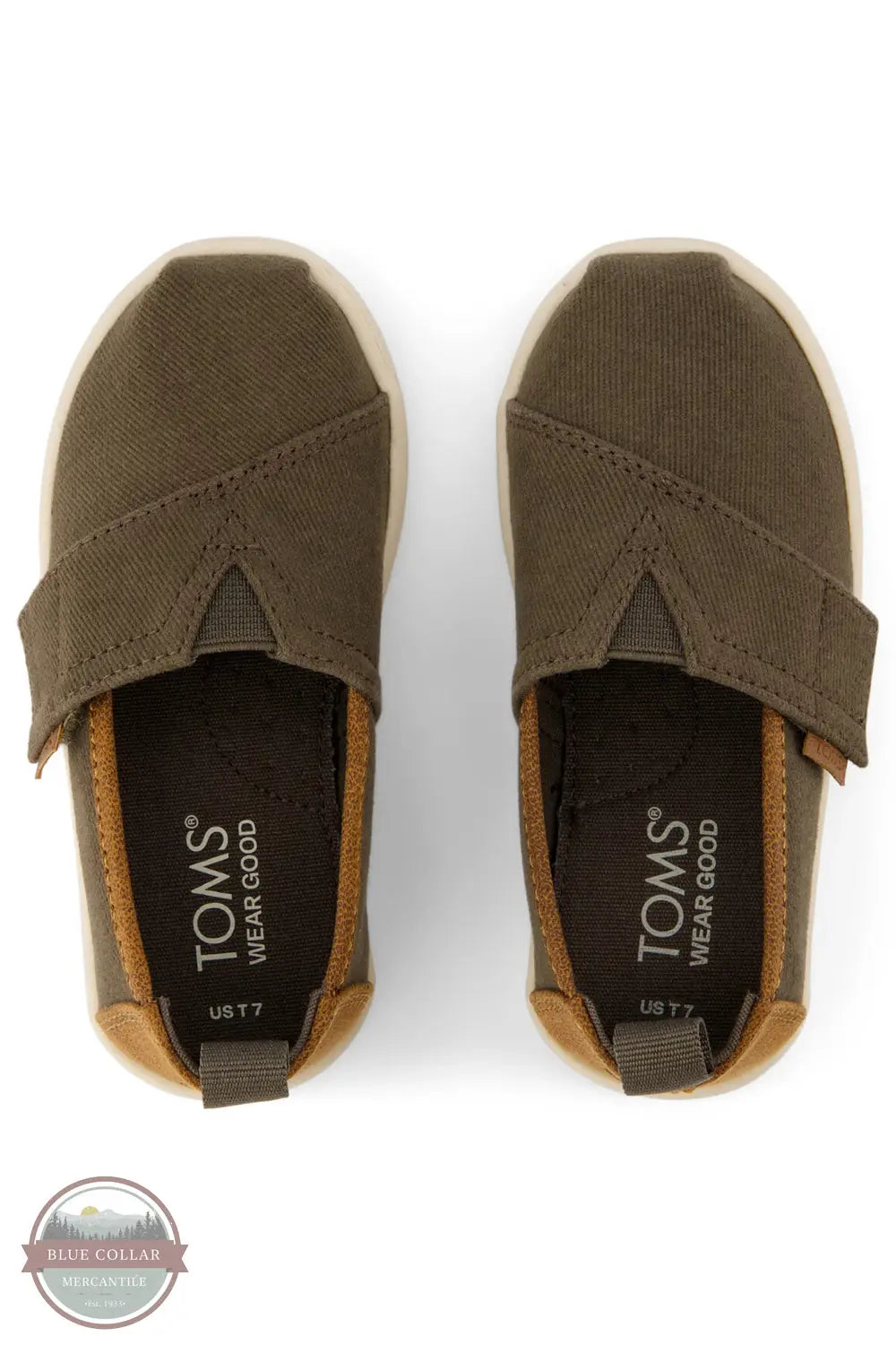 Toms Americas 10021239 Alpargata Canteen Vintage Canvas Toddler Shoe in Green, top