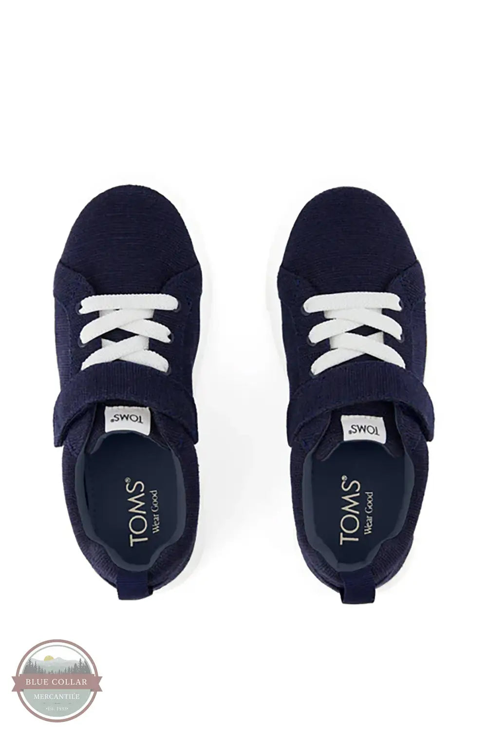 Toms Americas 10022058 Cruz Navy Blue Lace-Up Kids Sneaker, top