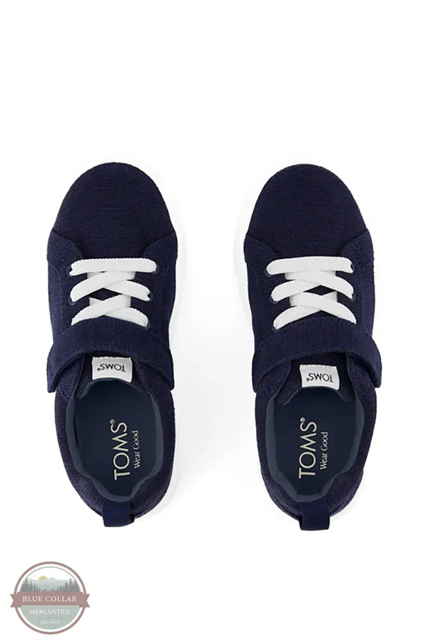Toms Americas 10022058 Cruz Navy Blue Lace-Up Kids Sneaker, top