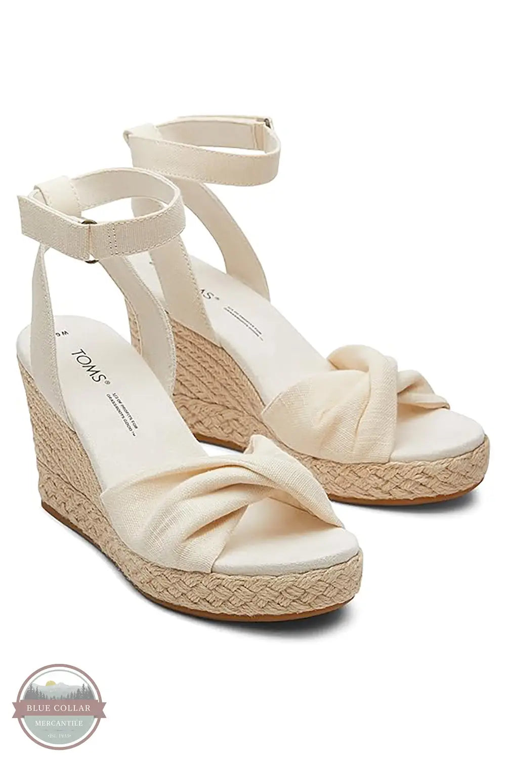 TOMS 10019730 Marisela Natural Woven Wedge Sandals in Sand, pair