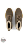 TOMS 10021332 Maude Wedge Lace-Up Boot in Canteen Green Suede with Faux Fur birdseye view