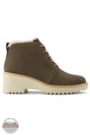TOMS 10021332 Maude Wedge Lace-Up Boot in Canteen Green Suede with Faux Fur side view