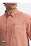 Under Armour 1369306 Drift Tide 2.0 Short Sleeve Shirt in coral, pocket
