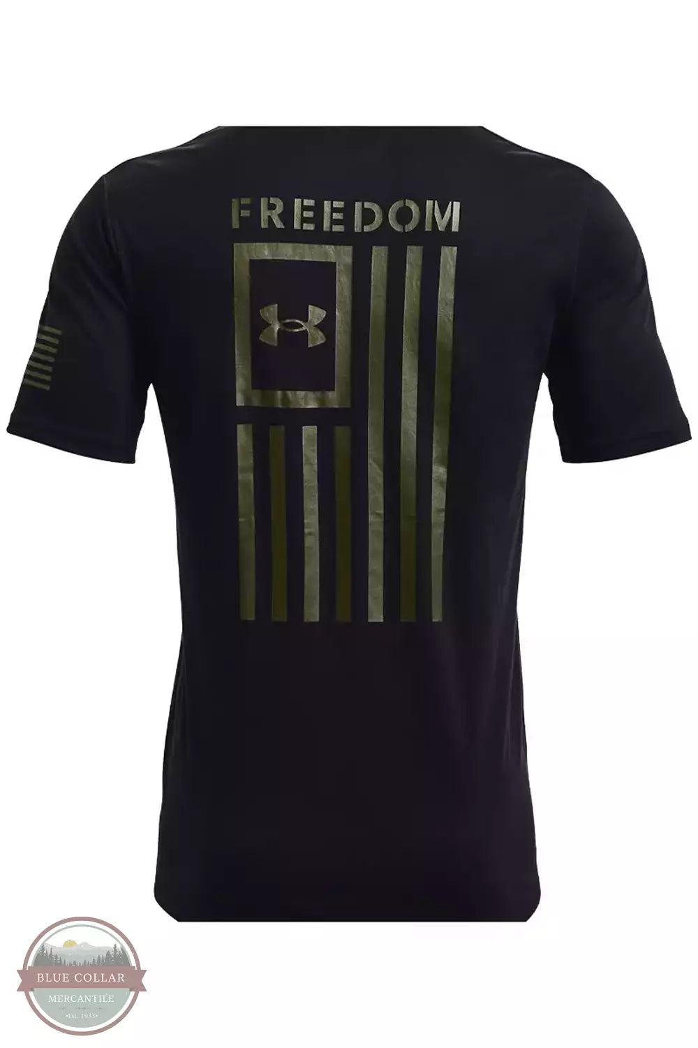 Under Armour 1370810 Men's UA Freedom Flag T-Shirt Black / Marine Green Back View
