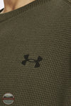 Under Armour 1373179-390 Men's UA Expanse Waffle Crew in Marine OD Green chest logo image