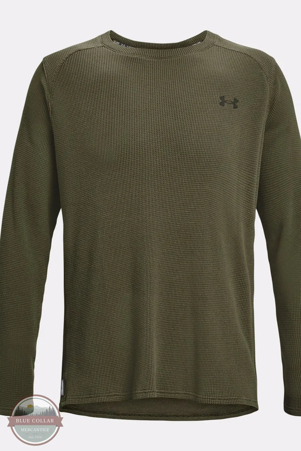 Under Armour 1373179-390 Men's UA Expanse Waffle Crew in Marine OD Green front shirt image