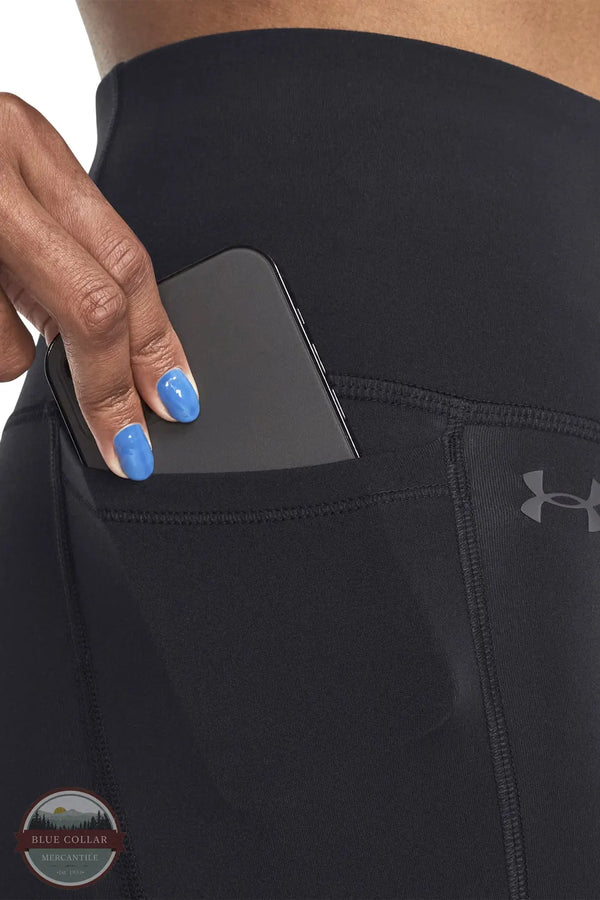 Under Armour 1379176-001 Women's UA Motion Flare Pants in Black/Jet Gray pocket detail