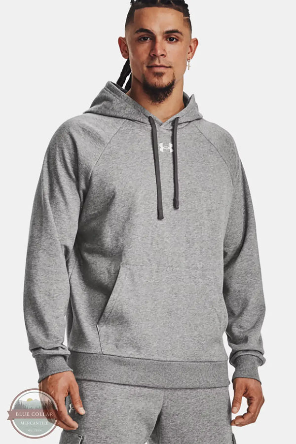 Under Armour 1379757 Rival Fleece Long Sleeve Hoodie in gray, front