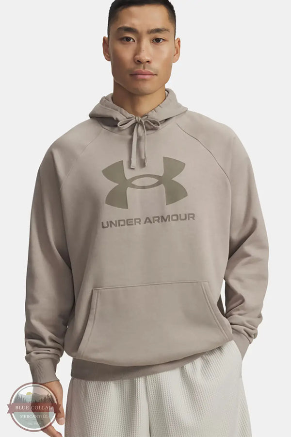 Under Armour 1379758 Rival Fleece Long Sleeve Hoodie in 203 tan, front
