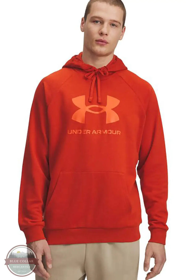 Under Armour 1379758 Rival Fleece Long Sleeve Hoodie in 842 orange, front