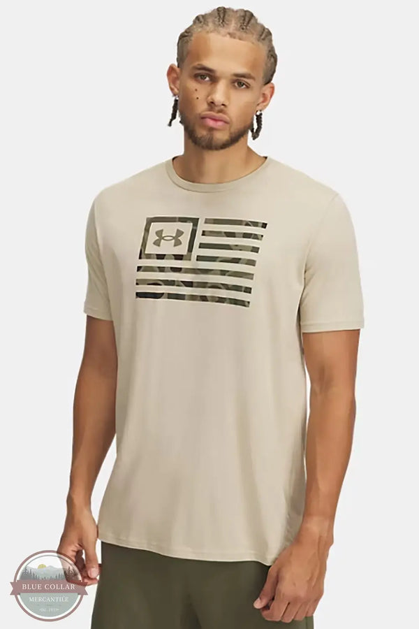 Under Armour 1382969 Freedom Flag Printed T-Shirt in tan, front