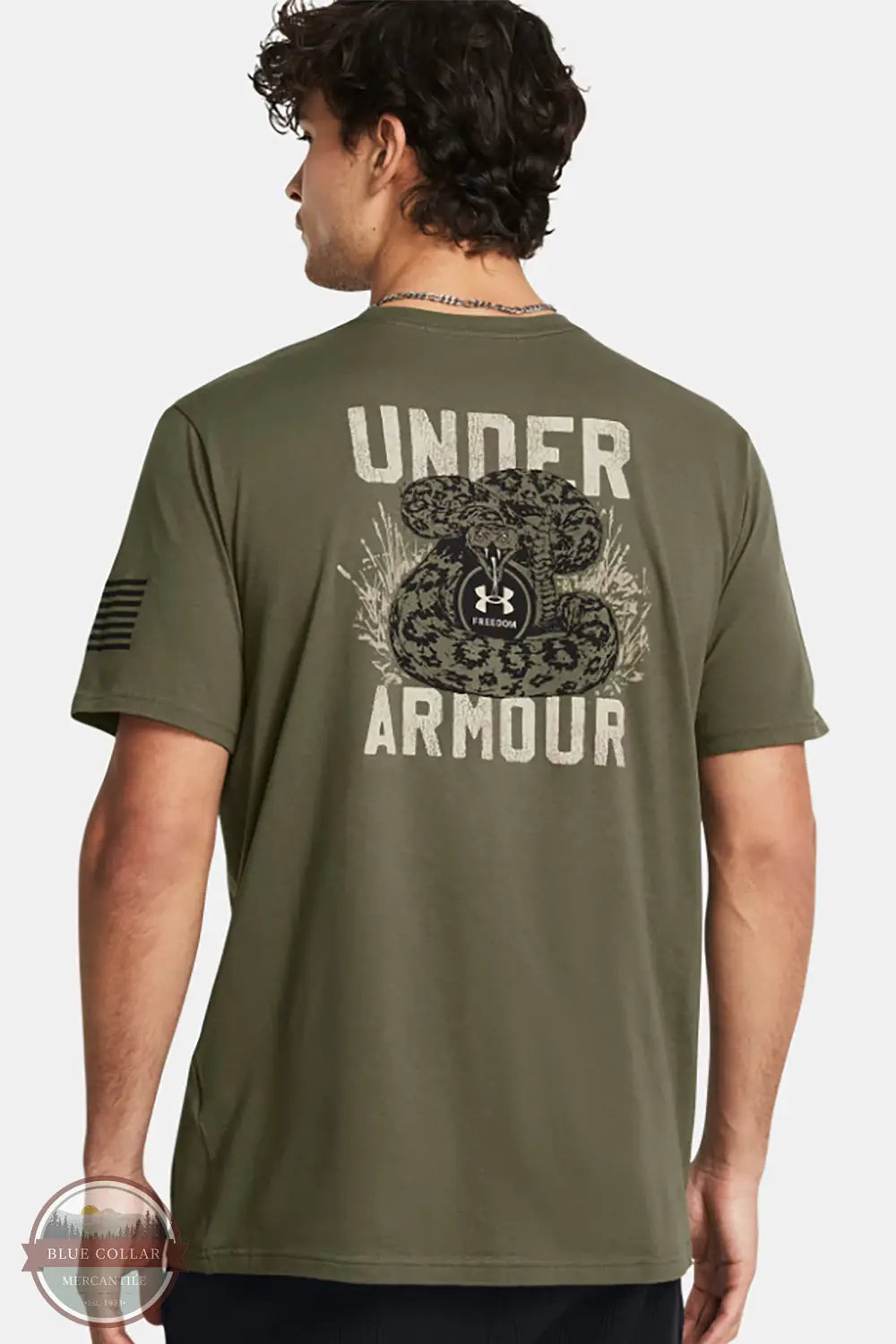 Under Armour 1382996 Freedom Mission Made Short Sleeve T-Shirt in green, rear