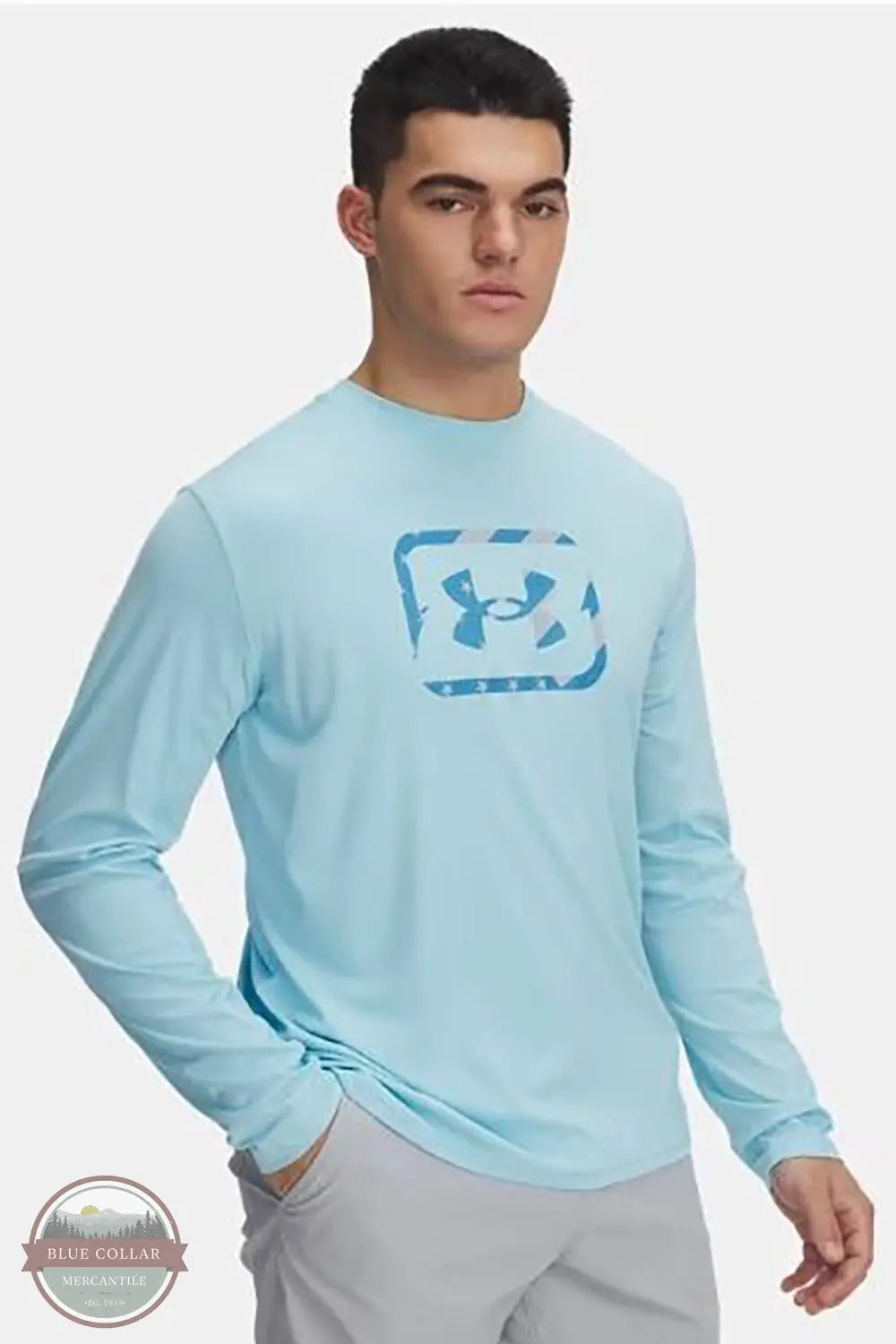 Under Armour 1383578-494 Fish Freedom Hook Long Sleeve T-Shirt in Blue, front