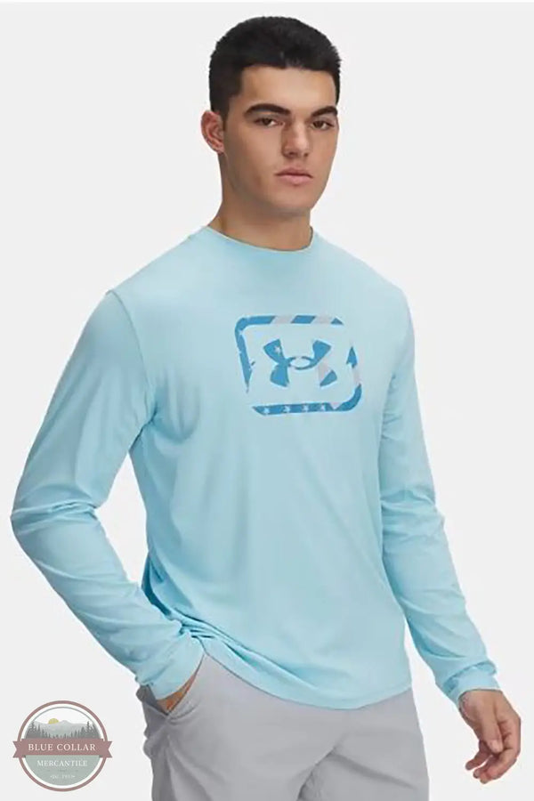 Under Armour 1383578-494 Fish Freedom Hook Long Sleeve T-Shirt in Blue, front