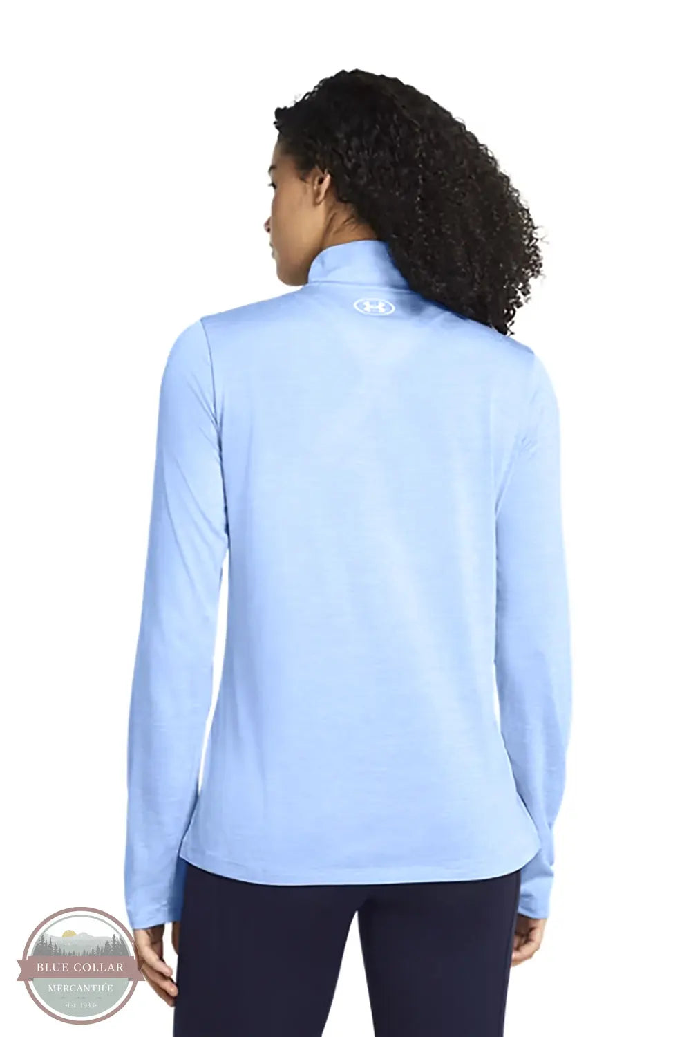 Under Armour 1384225-465 Long Sleeve UA Tech™ Twist Half Zip T-Shirt in Horizon Blue / White model back view
