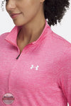 Under Armour 1384225 UA Tech Twist 1/2 Zip Top in Pink, front