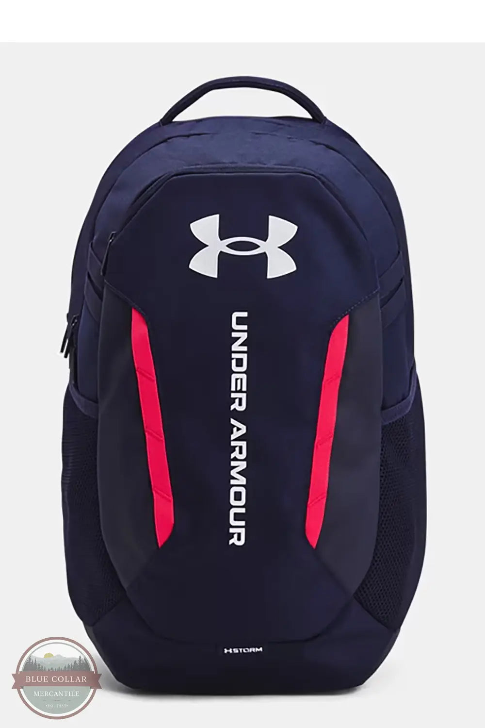 Under Armour 1384672 Hustle 6.0 Backpack in Navy w/ Red, front