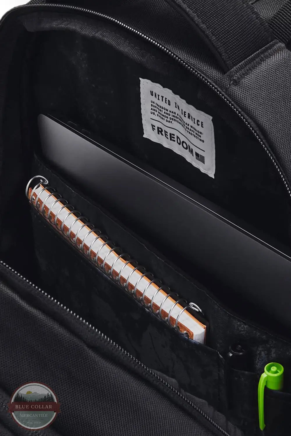 Under Armour 1387535 UA Hustle 6.0 Freedom Backpack in Black, main pocket