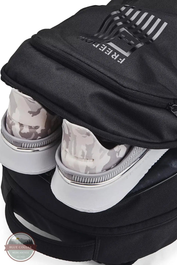 Under Armour 1387535 UA Hustle 6.0 Freedom Backpack in Black, main pocket