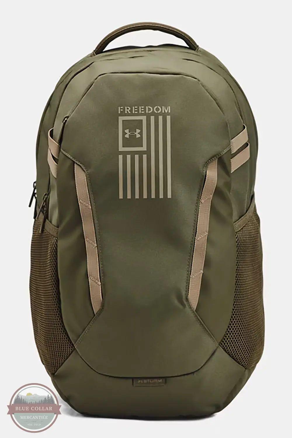 Under Armour 1387535 UA Hustle 6.0 Freedom Backpack in Green, front