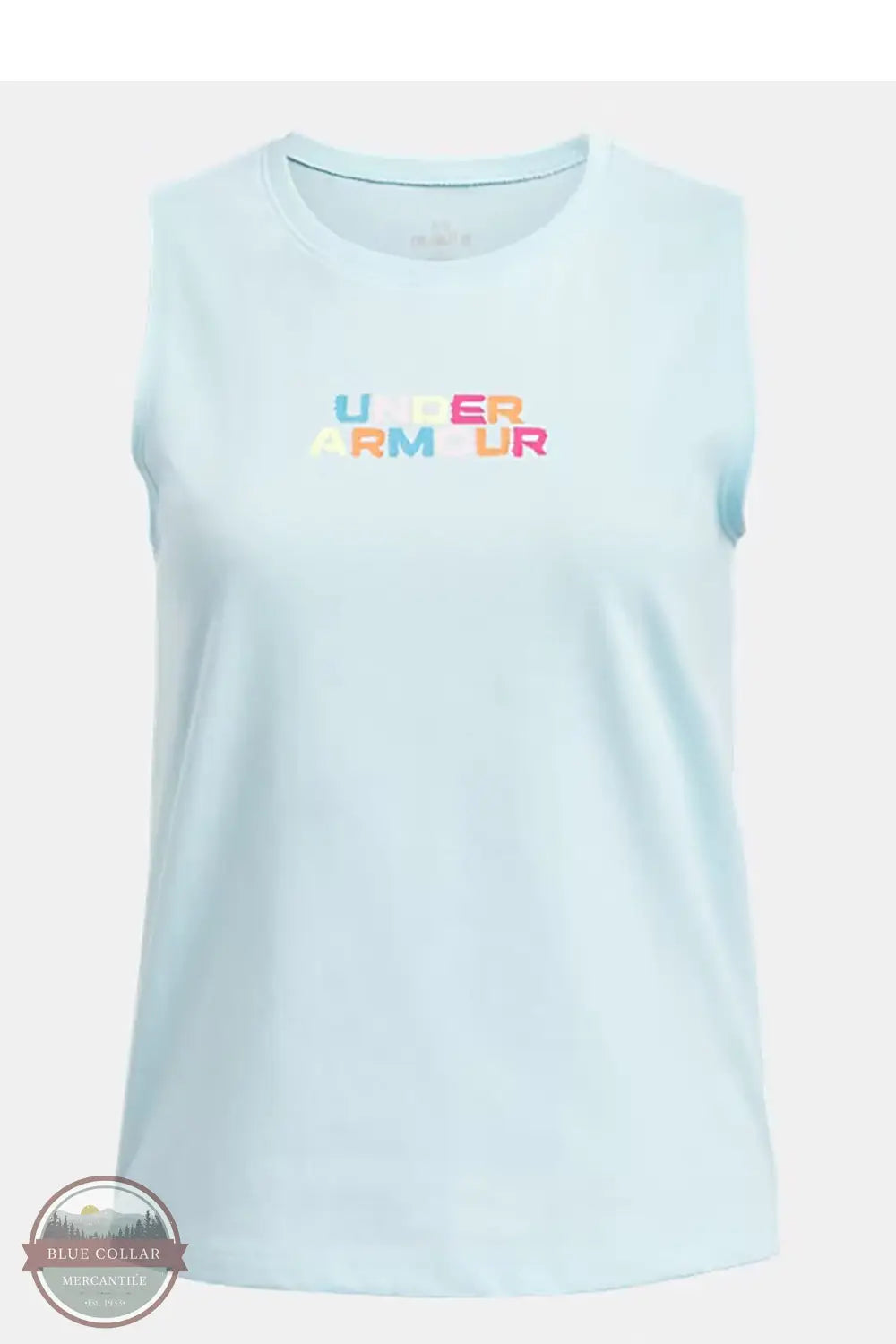 Under Armour 1389766-293 Rainbow Woodmark Tank in Light Blue, front