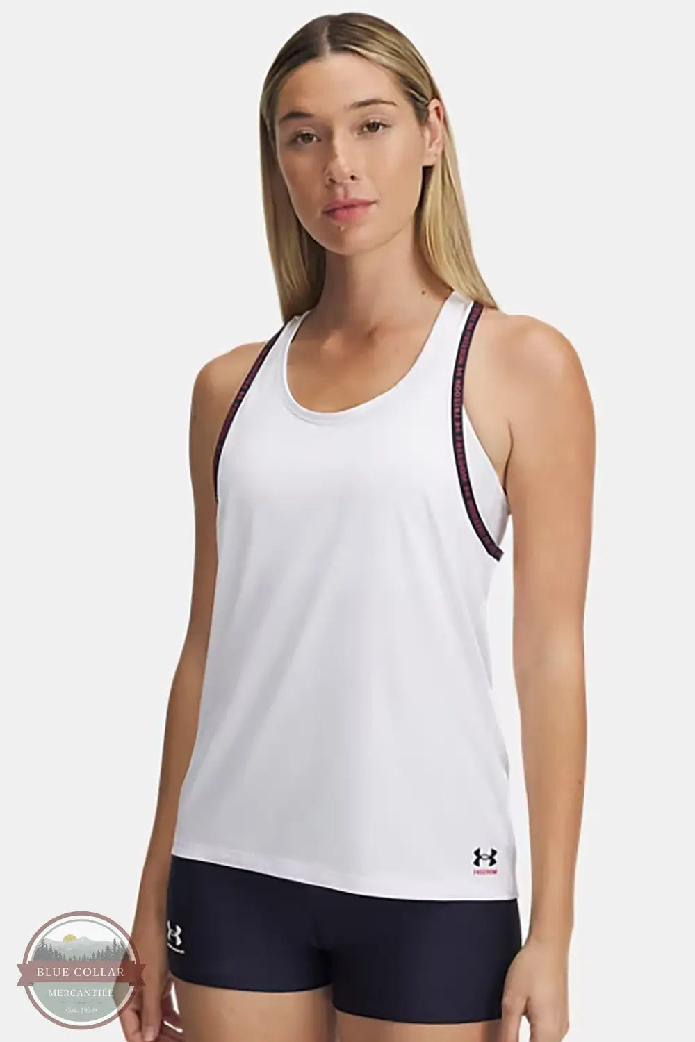 Under Armour 1389776 Freedom Knockout Tank in White, front
