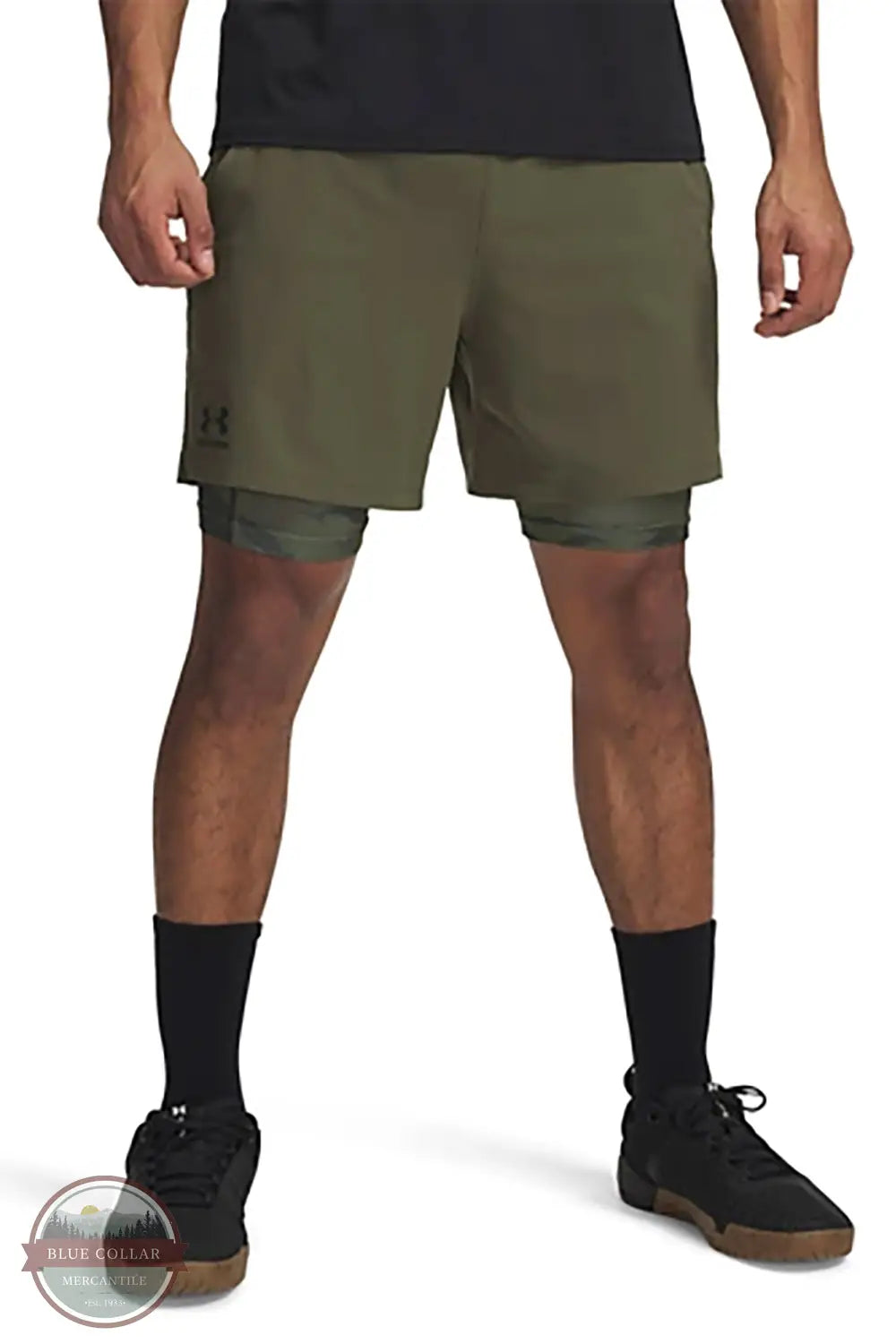 Under Armour 1389780 Freedom Vanish 2-in-1 Shorts in green, front
