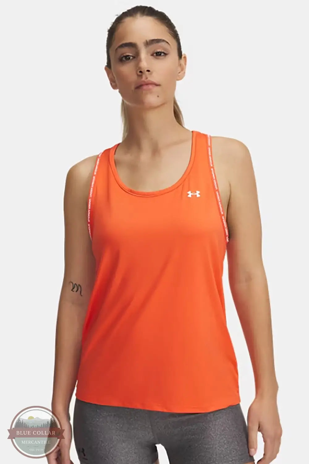 Under Armour 1389851 UA Tech Knockout Tank in orange, front