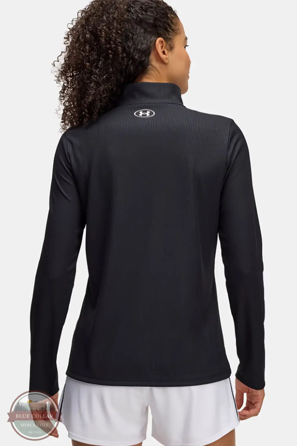 Under Armour 1389857 UA Tech Rib Half Zip Long Sleeve Shirt in 001 Black, rear