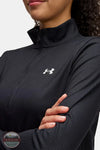 Under Armour 1389857 UA Tech Rib Half Zip Long Sleeve Shirt in 001 Black, collar