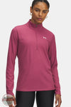 Under Armour 1389857 UA Tech Rib Half Zip Long Sleeve Shirt in 659 Pink, front
