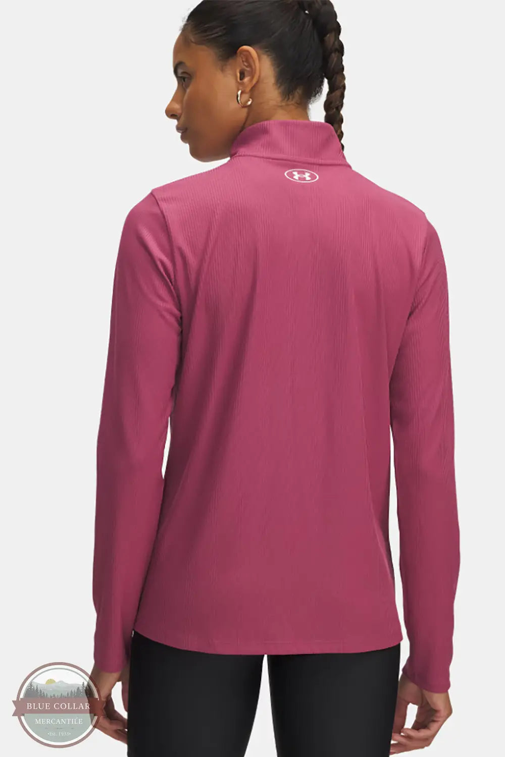 Under Armour 1389857 UA Tech Rib Half Zip Long Sleeve Shirt in 659 Pink, rear