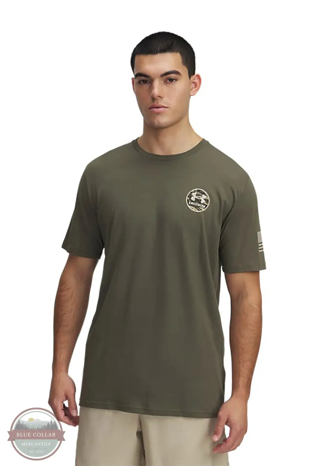 Under Armour 1389928-390 Freedom by Land Short Sleeve T-Shirt in Green, front