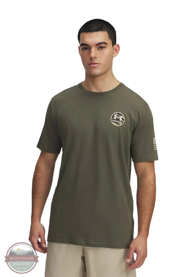 Under Armour 1389928-390 Freedom by Land Short Sleeve T-Shirt in Green, front