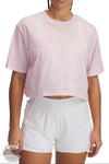 Under Armour 1389980 Freedom Crop Short Sleeve T-Shirt in pink, front