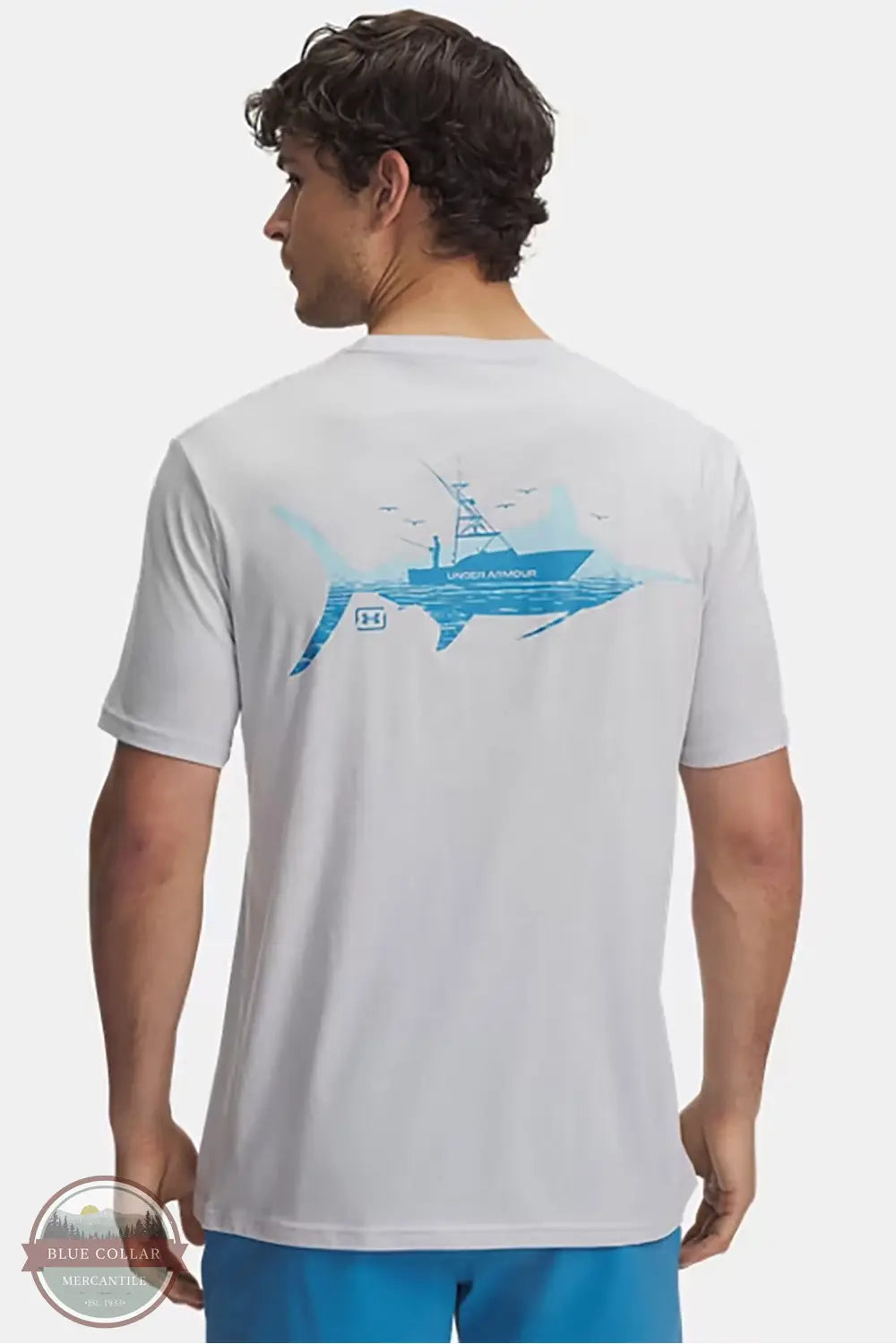 Under Armour 1390216-014 Marlin Short Sleeve T-Shirt in Light Gray, rear