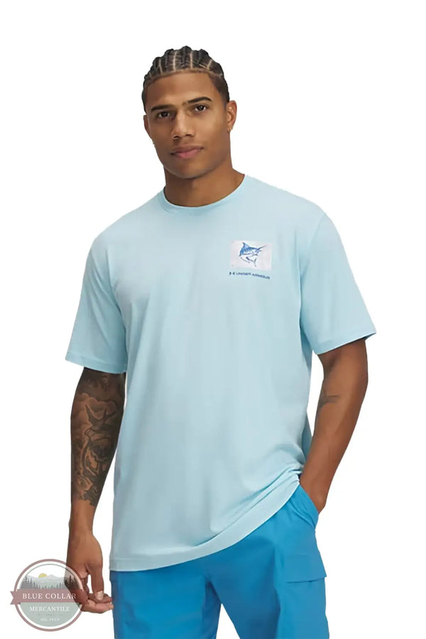 Under Armour 1390221 Marlin Capture Flag Short Sleeve in Light Blue, front