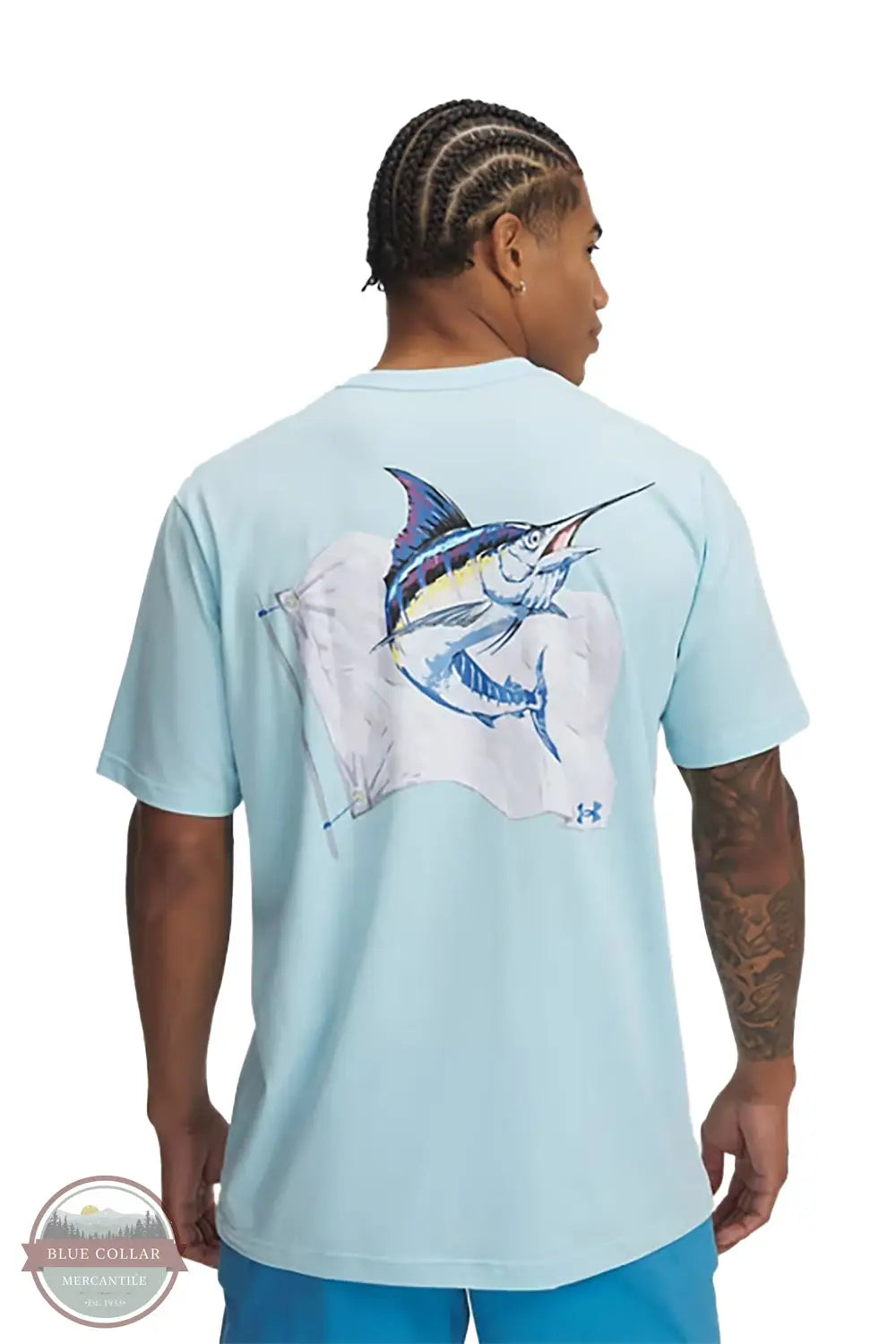 Under Armour 1390221 Marlin Capture Flag Short Sleeve in Light Blue, rear