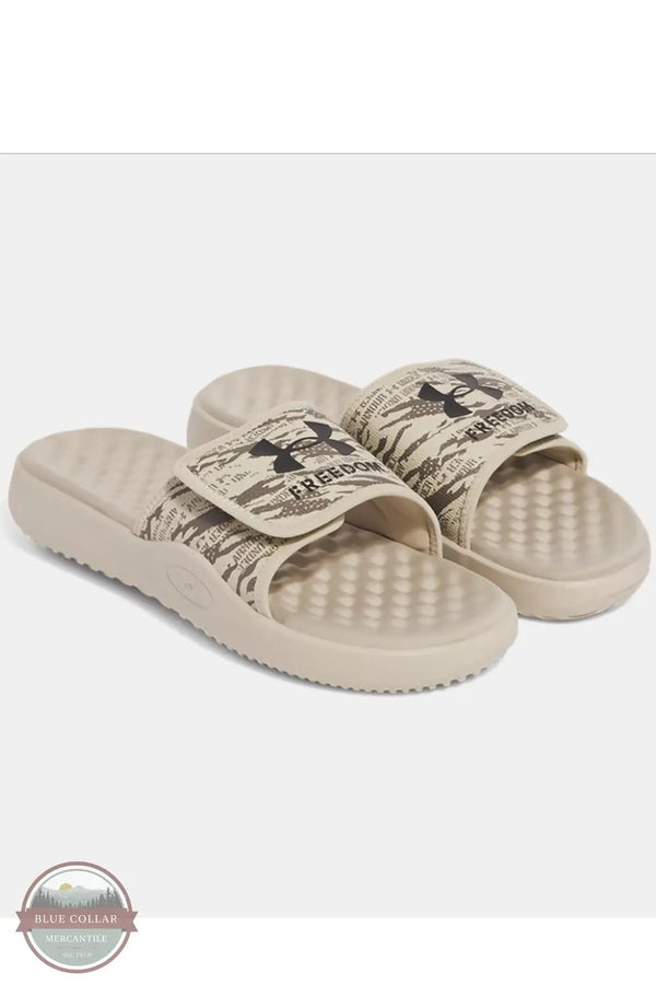 Under Armour 3028096-290 Ignite Pro 8 Freedom Slide Sandals in Tan, front