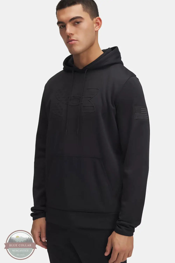 Under Amour 6004092 Freedom Armour Fleece Emboss Hoodie in 001 black, front