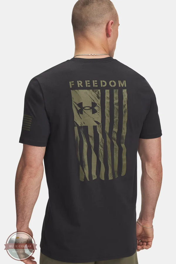 Under Armour 6004096-003 UA Freedom Flag Men's T-Shirt in Black/Military OD Green print