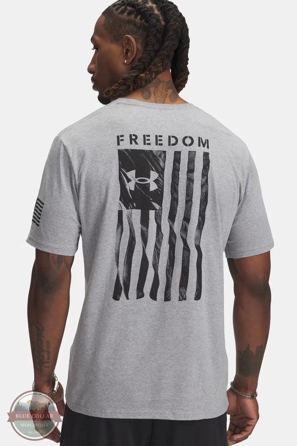 Under Armour 6004096-035 UA Freedom Flag Men's T-Shirt in Steel Light Heather/Black imprint