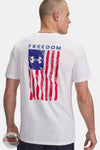 Under Armour 6004096-100 UA Freedom Flag Men's T-Shirt in White/Royal Blue print