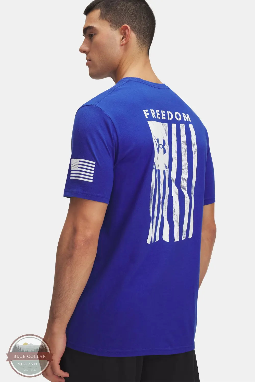 Under Armour 6004096-400 UA Freedom Flag Men's T-Shirt in Royal/White Imprint