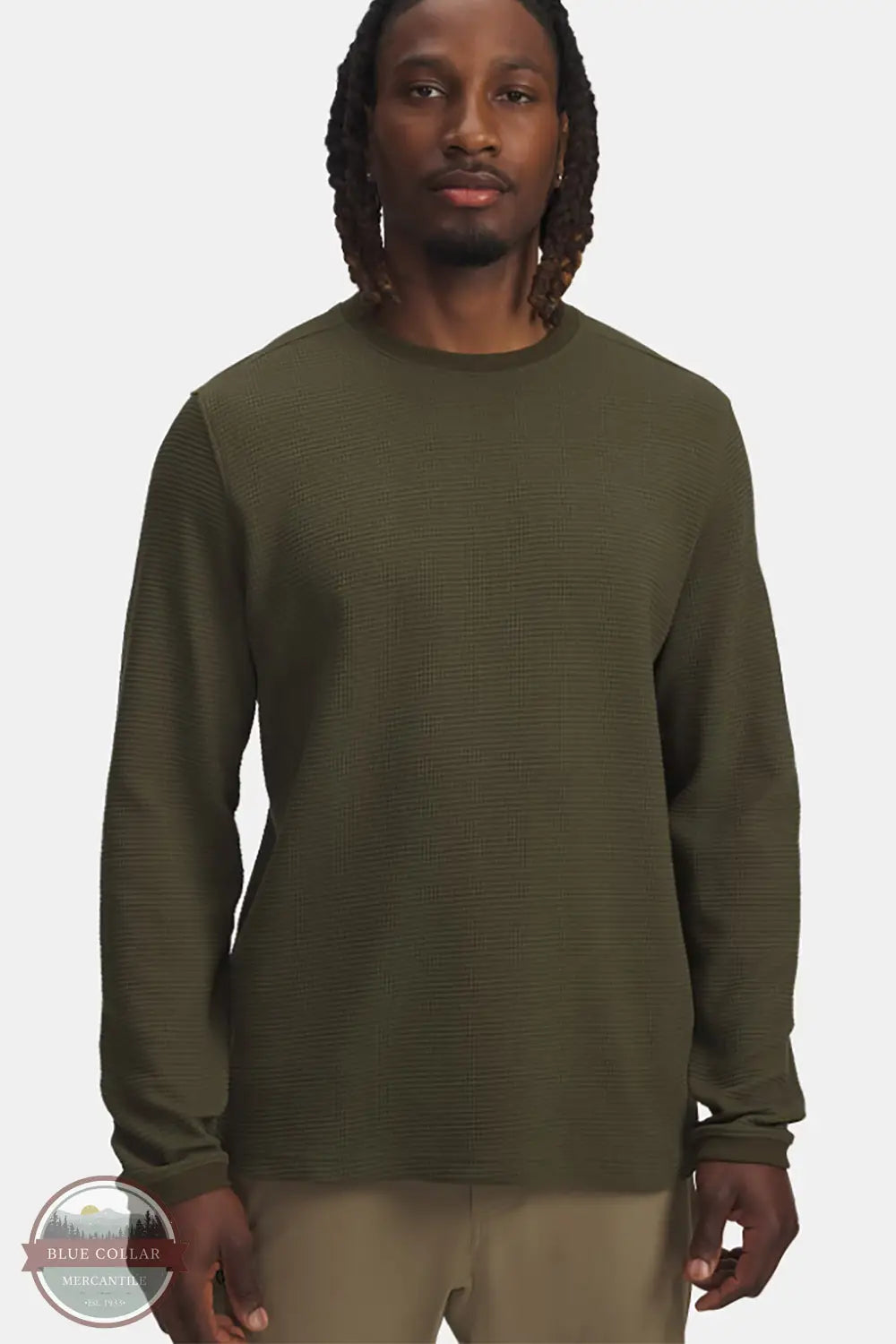 Under Armour 6005030 UA Expanse Waffle Long Sleeve Shirt on 308 green, front